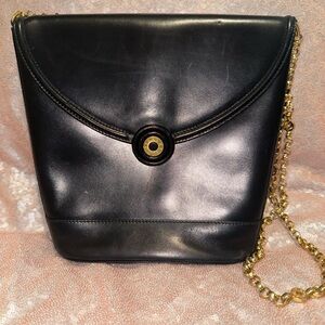 Tiffany & Co. Black Shoulder Bag with Gold Chain